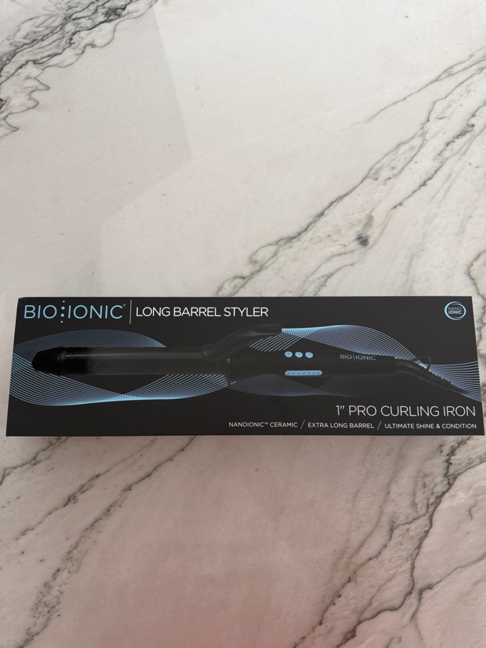 Bio Ionic Long Barrel Styler 1" Pro Curling Iron - Black/Blue Accents